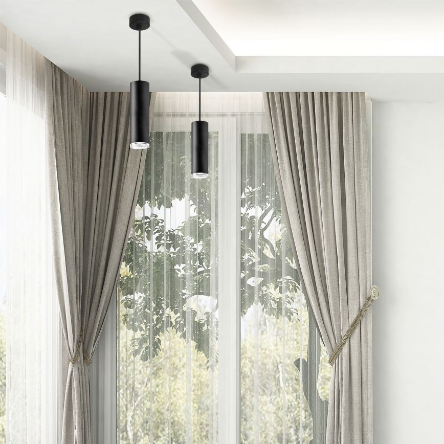 LED RGBW himmennettävä kylpyhuoneen riippuvalaisin ripustuskaapelilla TURYN 1xGU10/4,8W/230V 3000K IP44 musta + kaukosäädin