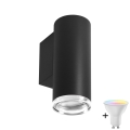 LED RGBW himmennettävä kylpyhuoneen seinävalaisin TURYN 1xGU10/4,8W/230V 3000K IP44 musta + kaukosäädin