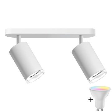 LED RGBW himmennettävä kylpyhuoneen spottivalaisin TURYN 2xGU10/6W/230V 3000K IP44 valkoinen + kaukosäädin