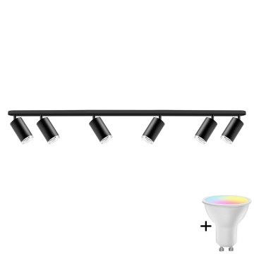 LED RGBW himmennettävä kylpyhuoneen spottivalaisin TURYN 6xGU10/6,5W/230V 2700-6500K Wi-Fi IP44 musta