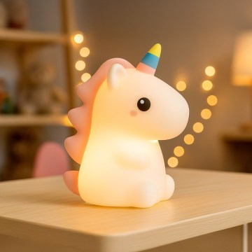 LED RGBW himmennettävä ladattava kosketusohjattu lasten yövalo UNICORN LED/1W/5V 1200 mAh