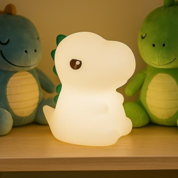 LED RGBW himmennettävä ladattava kosketustoiminen lasten yövalo DINO LED/1W/5V 1200 mAh