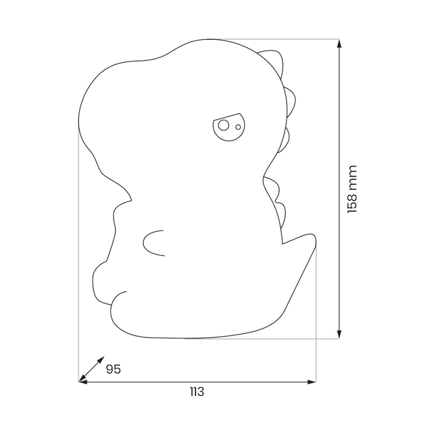 LED RGBW himmennettävä ladattava kosketustoiminen lasten yövalo DINO LED/1W/5V 1200 mAh
