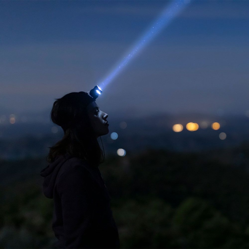 LED RGBW Himmennettävä ladattava otsalamppu USB LED/3W/5V IP43 190 kiiltävä 24 h 750 mAh