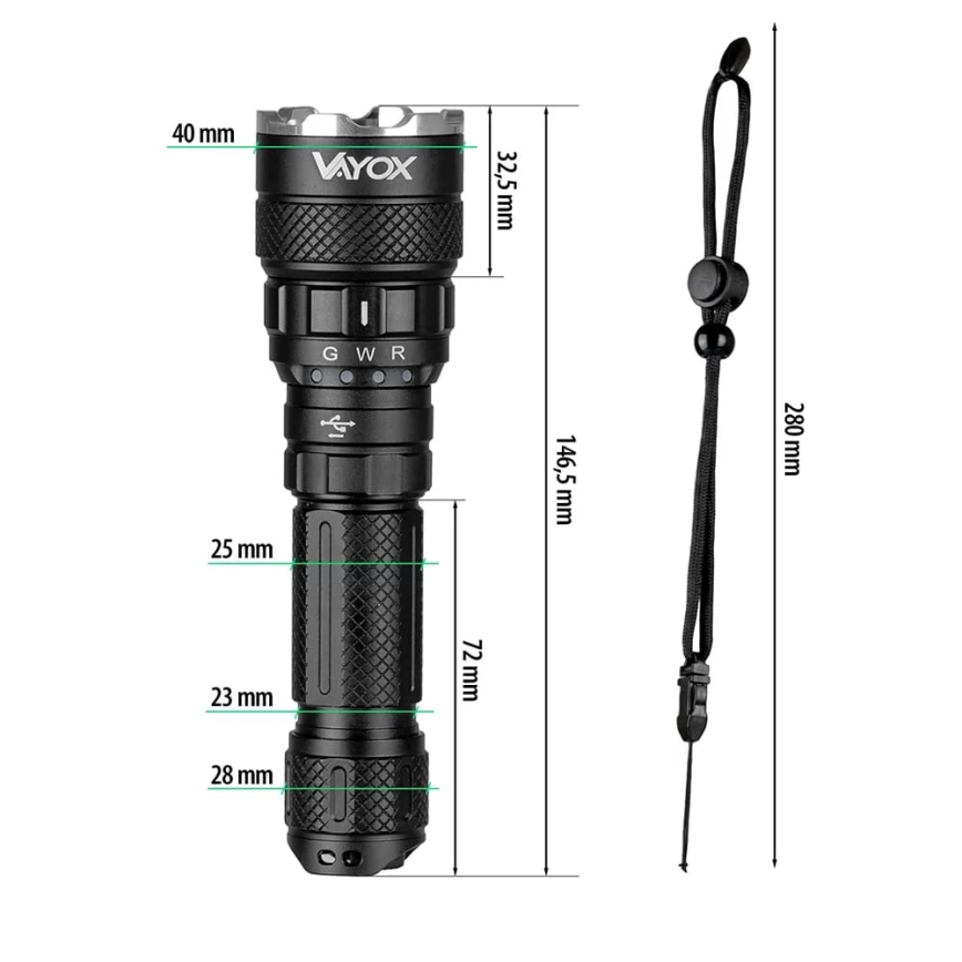 LED RGBW himmennettävä ladattava taskulamppu LED/15W/5V IP66 1500 lm 2000 mAh