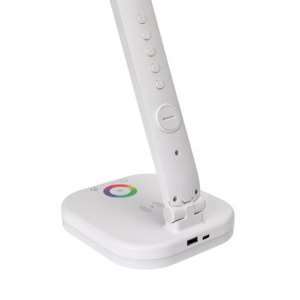 LED RGBW Himmennettävä kosketuspöytälamppu langattomalla latauksella, näyttö ja USB-portti MAGNUS LED/6W/5V 3000-6500K valkoinen