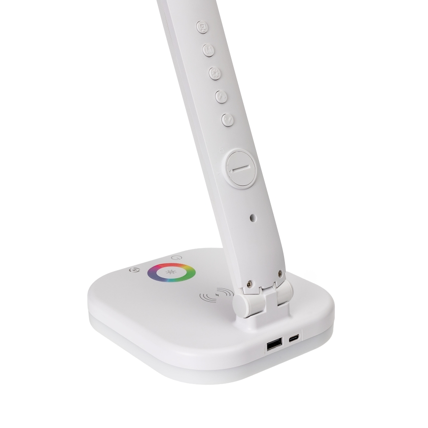 LED RGBW Himmennettävä kosketuspöytälamppu langattomalla latauksella, näyttö ja USB-portti MAGNUS LED/6W/5V 3000-6500K valkoinen