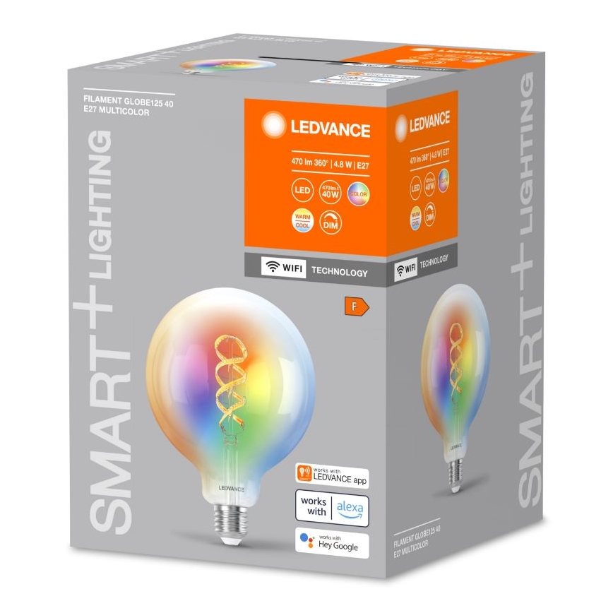 LED RGBW himmennettävä lamppu SMART+ FILAMENT E27/4,8W/230V 2700-6500K Wi-Fi - Ledvance