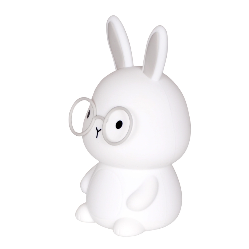 LED RGBW Himmennettävä lasten kosketus lamppu FLORKA LED/1W/5V USB 1200 mAh pupu valkoinen/harmaa