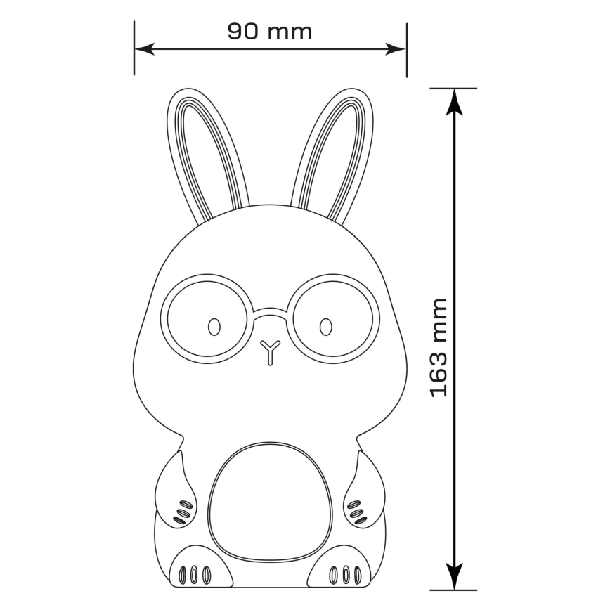 LED RGBW Himmennettävä lasten kosketus lamppu FLORKA LED/1W/5V USB 1200 mAh pupu valkoinen/harmaa