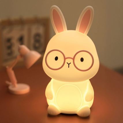 LED RGBW Himmennettävä lasten kosketus lamppu FLORKA LED/1W/5V USB 1200 mAh pupu valkoinen/vaaleanpunainen