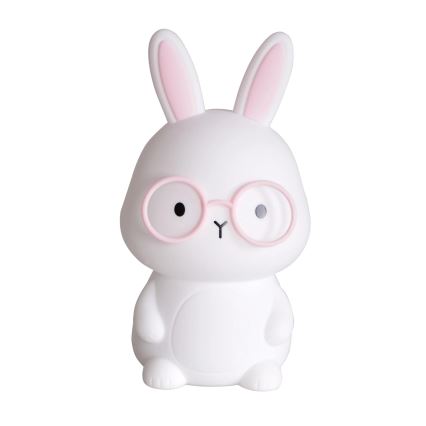 LED RGBW Himmennettävä lasten kosketus lamppu FLORKA LED/1W/5V USB 1200 mAh pupu valkoinen/vaaleanpunainen