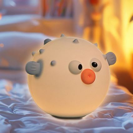 LED RGBW Himmennettävä lasten kosketus lamppu HELI LED/1W/5V USB 1200 mAh kala sininen