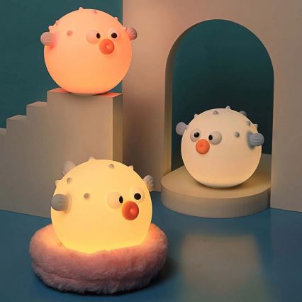 LED RGBW Himmennettävä lasten kosketus lamppu HELI LED/1W/5V USB 1200 mAh kala sininen