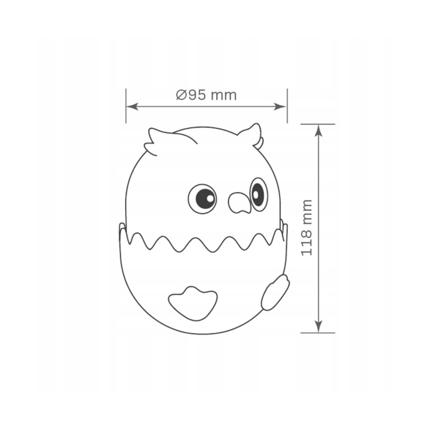 LED RGBW Himmennettävä lasten kosketus lamppu OWL LED/1W/5V USB 1200 mAh pöllö vaaleanpunainen