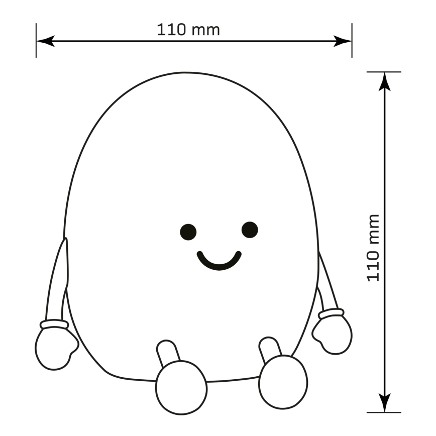 LED RGBW Himmennettävä lasten kosketus lamppu POTATO LED/2W/5V USB 1200 mAh peruna