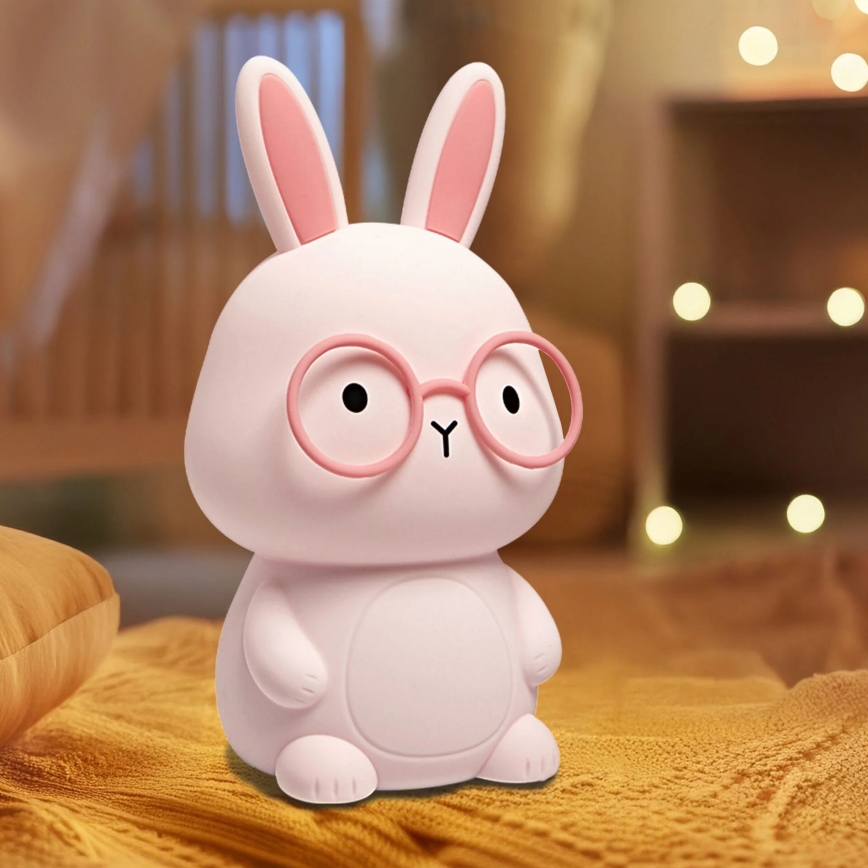 LED RGBW himmennettävä lasten kosketuslamppu FLORKA LED/1W/5V USB 1200 mAh pupu vaaleanpunainen