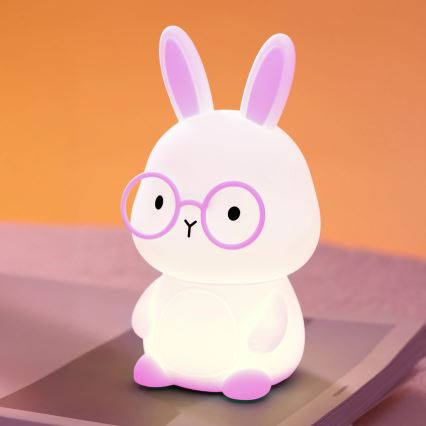 LED RGBW himmennettävä lasten kosketuslamppu FLORKA LED/1W/5V USB 1200 mAh pupu vaaleanpunainen