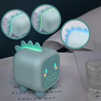 LED RGBW Himmennettävä lasten yö pieni lamppu herätyskellon kanssa FILIP LED/1,5W/5V 1500 mAh
