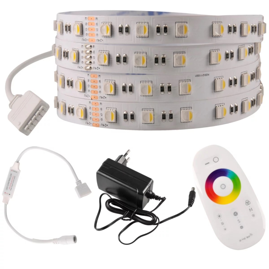 LED RGBW himmennettävä nauha 3m LED/22W/24/230V + kaukosäädin