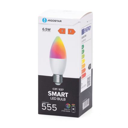 LED RGBW Himmennettävä polttimo C37 E27/6,5W/230V 2700-6500K Wi-Fi - Aigostar