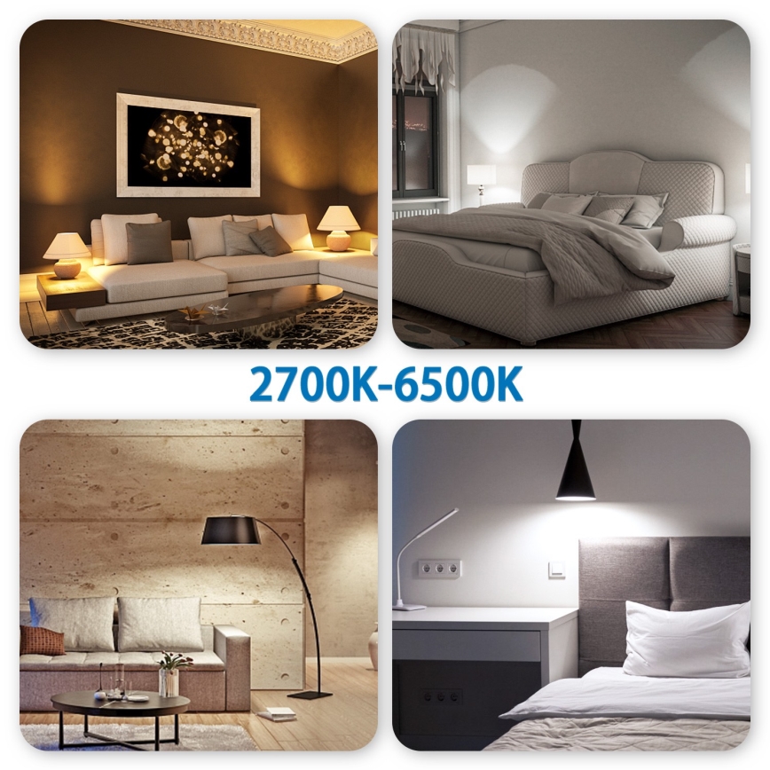 LED RGBW Himmennettävä polttimo GU10/6,5W/230V 2700-6500K Wi-Fi - Aigostar