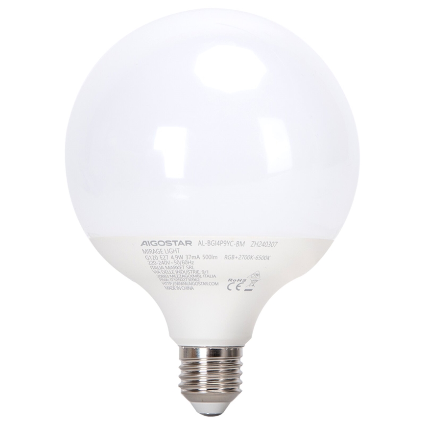 LED RGBW Himmennettävä polttimo MESH G120 E27/4,9W/230V 2700-6500K + kauko-ohjaus - Aigostar