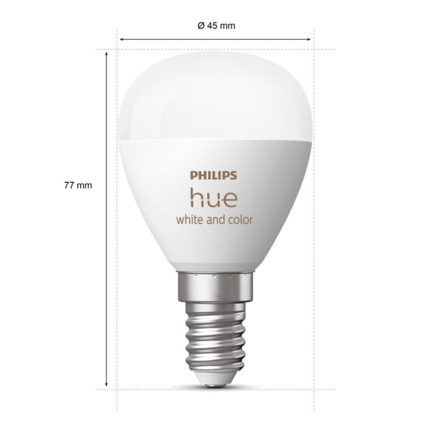 LED RGBW Himmennettävä polttimo Philips Hue White And Color Ambiance P45 E14/5,1W/230V 2000-6500K