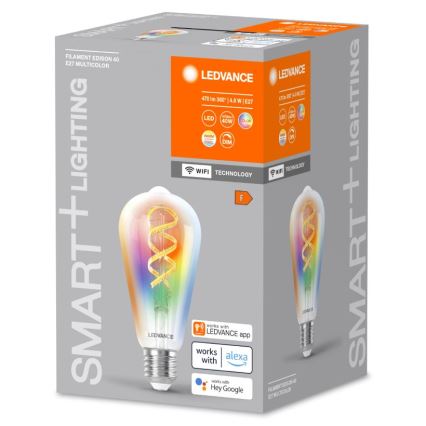LED RGBW Himmennettävä polttimo SMART+ FILAMENT EDISON ST64 E27/4,8W/230V 2700-6500K Wi-Fi - Ledvance