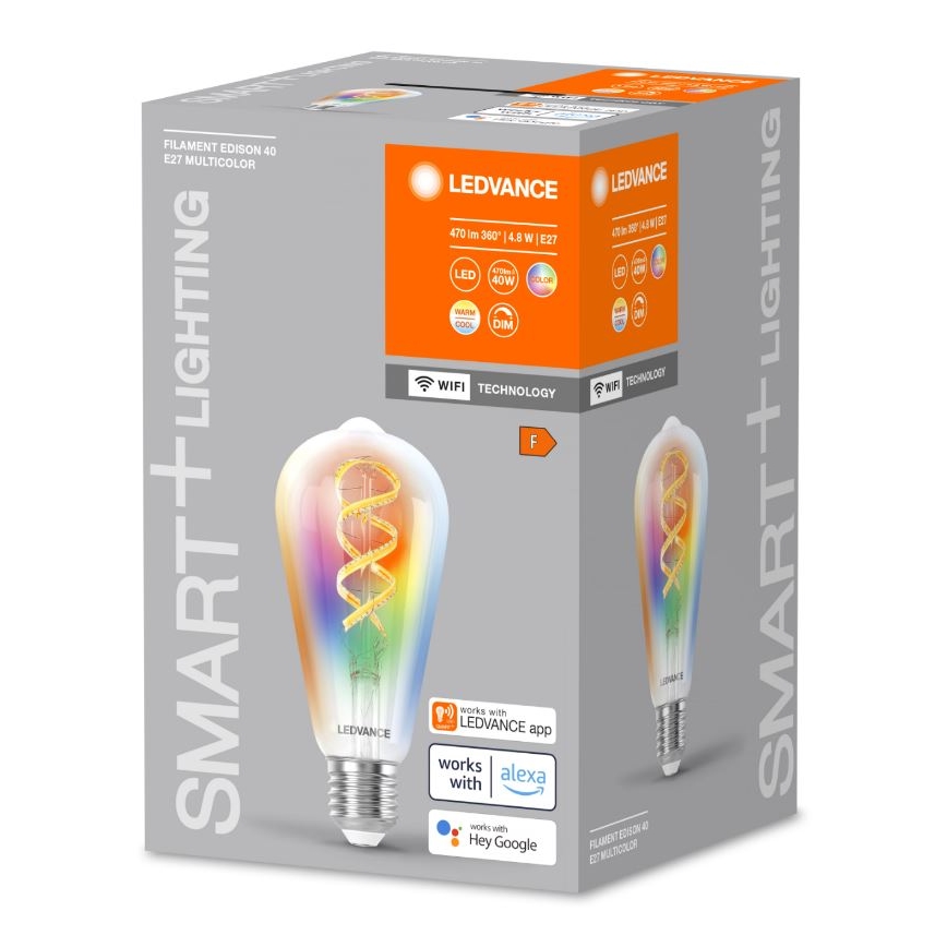 LED RGBW Himmennettävä polttimo SMART+ FILAMENT EDISON ST64 E27/4,8W/230V 2700-6500K Wi-Fi - Ledvance