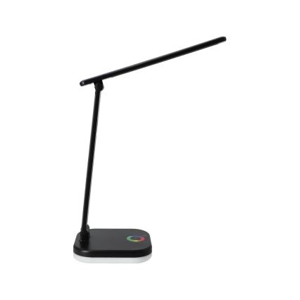 LED RGBW-himmennettävä pöytälamppu langattomalla latauksella LED/7W/5V USB musta