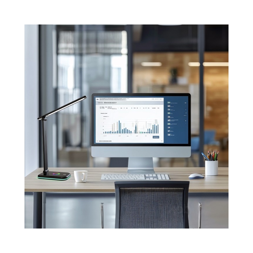 LED RGBW Himmennettävä pöytävalaisin NOBLITE LED/7W/5V 3000/4000/6500K musta