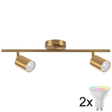 LED RGBW himmennettävä spottivalaisin GOLDI 2xGU10/4,8W/230V 3000K kultainen + kaukosäädin