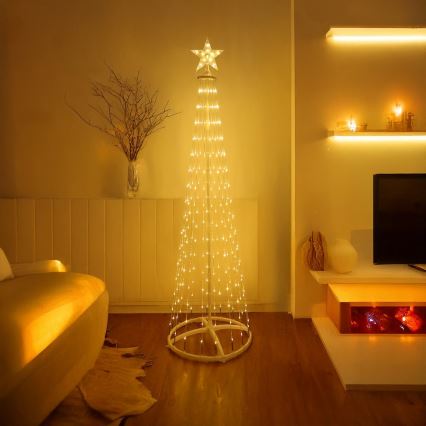 LED RGBW himmennettävä ulkokäyttöinen joulukoriste LED/4W/230V 180 cm IP44 joulukuusi + kaukosäädin