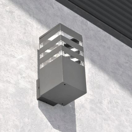 LED RGBW himmennettävä ulkoseinävalaisin TEKSAS 1xE27/9W/230V 2700-6500K Wi-Fi IP44 antrasiitti