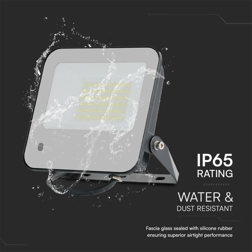 LED RGBW Himmennettävä valonheitin LED/50W/230V IP65 harmaa + kauko-ohjaus