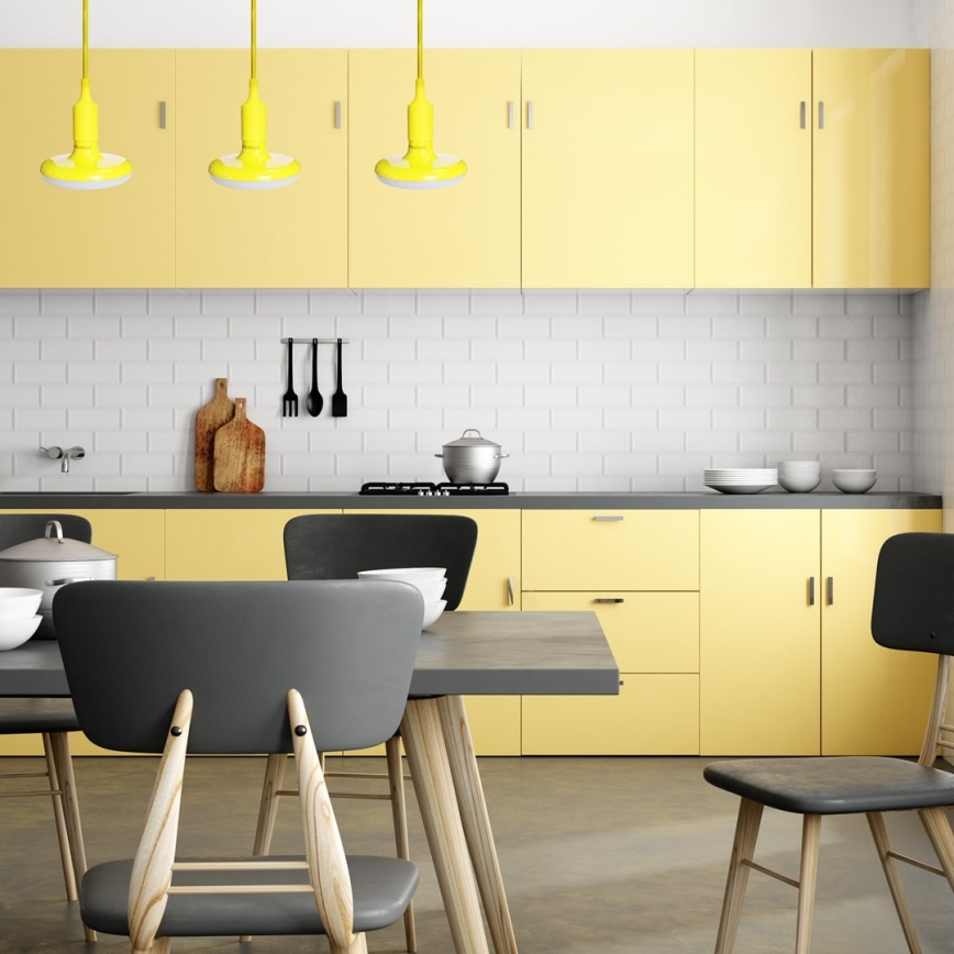 LED-riippuvalaisin johdolla 1xE27/15W/230V 6000K keltainen