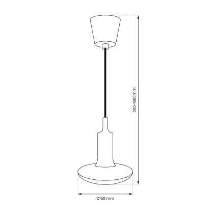 LED-riippuvalaisin johdolla 1xE27/15W/230V 6000K keltainen