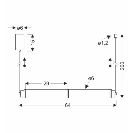 LED-riippuvalaisin CORTE vaijerilla LED/18W/230V musta