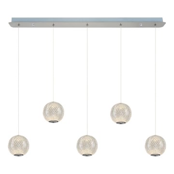 LED-riippuvalaisin CREMONA, vaijerikiinnitys, 5 x 5 W LED, 230 V, 3000 K, mattakromi