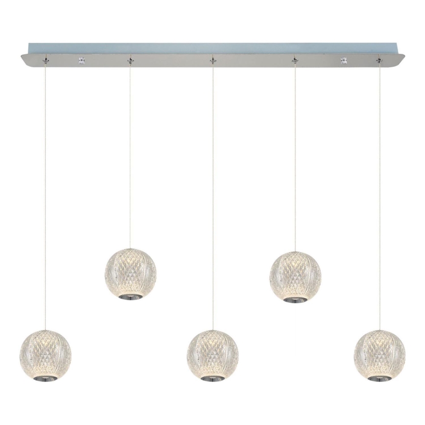 LED-riippuvalaisin CREMONA, vaijerikiinnitys, 5 x 5 W LED, 230 V, 3000 K, mattakromi