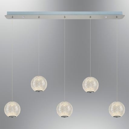 LED-riippuvalaisin CREMONA, vaijerikiinnitys, 5 x 5 W LED, 230 V, 3000 K, mattakromi