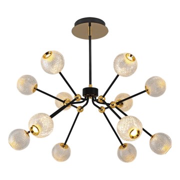 LED-riippuvalaisin GELA, varrellinen, 12xLED/5W/230V 3000K, musta/kultainen