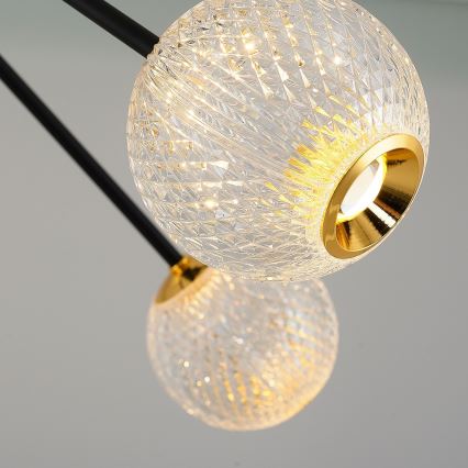 LED-riippuvalaisin GELA, varrellinen, 12xLED/5W/230V 3000K, musta/kultainen