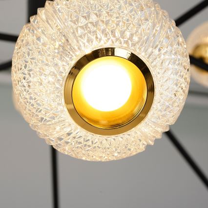 LED-riippuvalaisin GELA, varrellinen, 12xLED/5W/230V 3000K, musta/kultainen