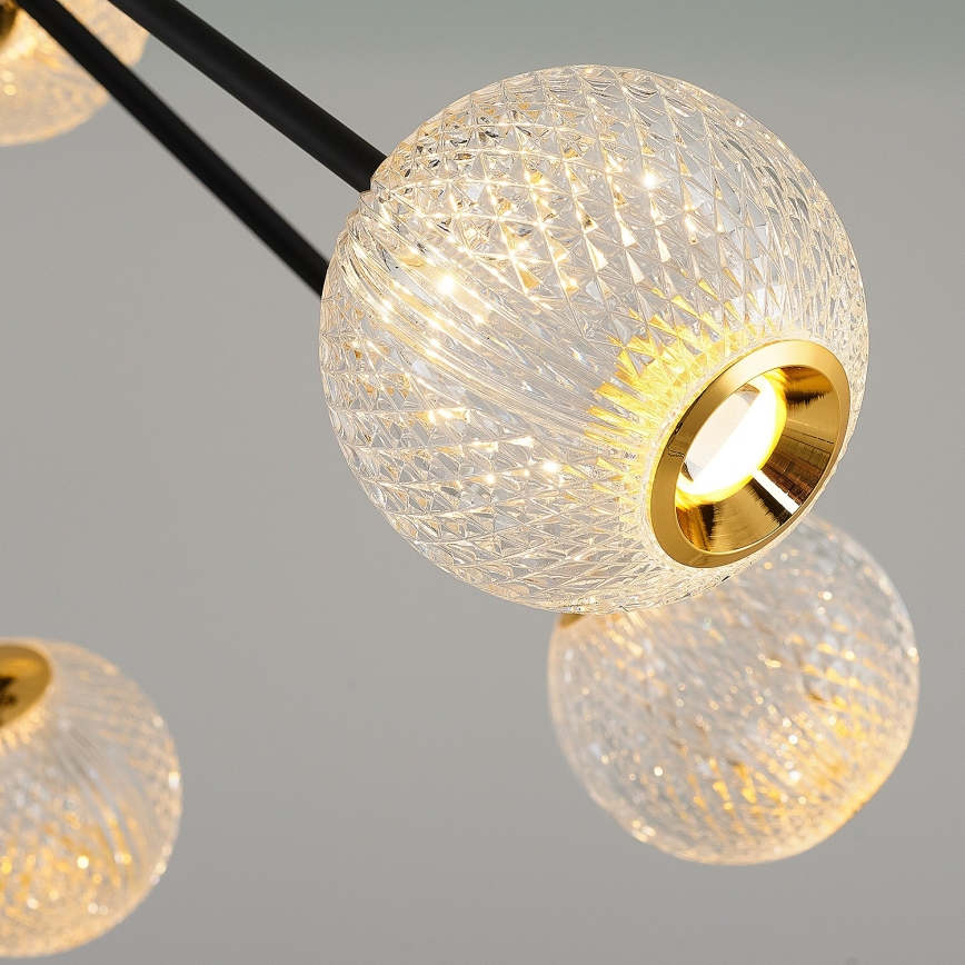 LED-riippuvalaisin GELA, varrellinen, 12xLED/5W/230V 3000K, musta/kultainen