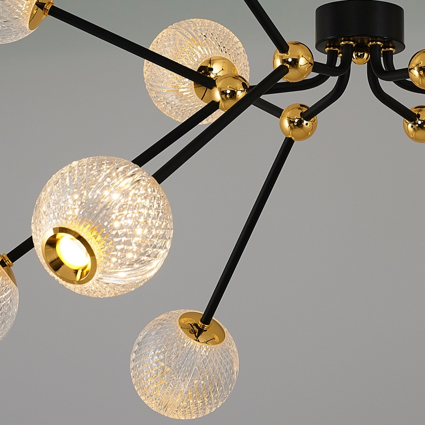 LED-riippuvalaisin GELA, varrellinen, 12xLED/5W/230V 3000K, musta/kultainen