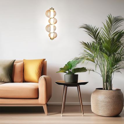 LED-riippuvalaisin kaapelilla BOLLA LED/17W/230V, Ø 16 cm, kulta/savunbeige