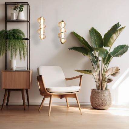 LED-riippuvalaisin kaapelilla BOLLA LED/17W/230V, Ø 16 cm, kulta/savunbeige