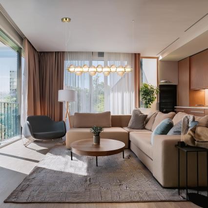 LED-riippuvalaisin kaapelilla BOLLA LED/32W/230V kultainen/savubeige